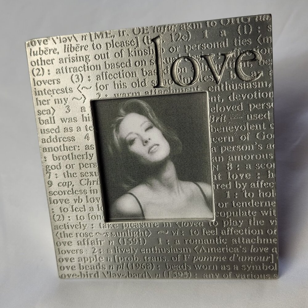 Vintage Pewter Picture Frame 2.5" Square LOVE Seagull Canada Easel Y2K 90s metal